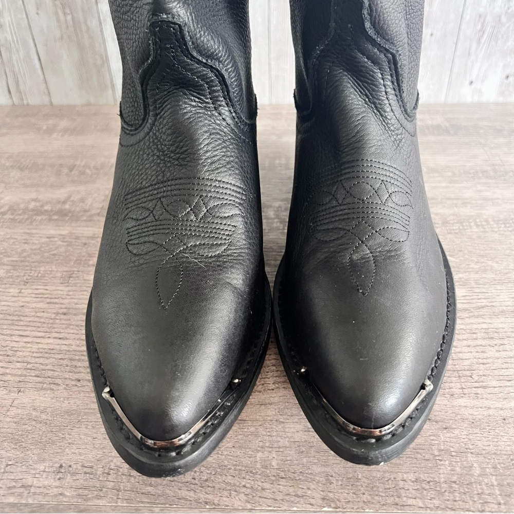 Women’s Leather Western Cowboy Boots Black New Size 6 - Picture 3 of 6